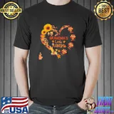 Nice Grandmas little turkeys heart sunflower shirt