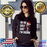 Nice Ho Ho Holy Shit I'm Drunk Wine Santa Christmas T-shirt