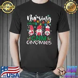 Nursing With My CNM Gnomies Nurse Stethoscope Christmas T-shirt