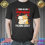 Official Cute This Is My Valentine Pajama Cat Lover Costume T-Shirt