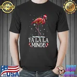 Official Fa La La Mingo Flamingo Christmas Tree Lights Tropical Xmas T-shirt