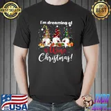 Official I'm Dreaming of a Wine Christmas Funny Gnome Drinking Xmas T-Shirt