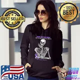 Official Skeleton Just Sitting Here Fibromyalgia Awareness T-Shirt
