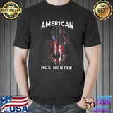 Original American Hog Hunter Patriotic Wild Hog Skull T- Unisex