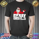 Original Black Merry Christmas Santa with Sleigh T-Shirt