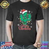 Original Cactus Wear Santa's Hat With Christmas Lights Cactus Lovers T-Shirt
