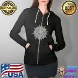 Pagan Blackcraft Mystic Sun Moon Insect Occult Moth T-Shirt Full Zip Hooded