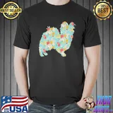 Papillon flower silhouette floral dog shirt