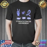 Peace Love Hope Stomach Cancer Awareness Periwinkle Ribbon T-shirt