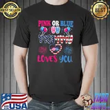 Pink or Blue USA Mommy Loves You Baby Gender Reveal Party T-Shirt