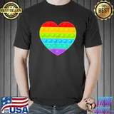 Pop It Fidget Small Heart Colorful Rainbow Children T Shirt