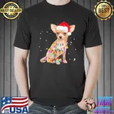 Premium Christmas Lights Chihuahua with Santa Hat Pajamas Shirt