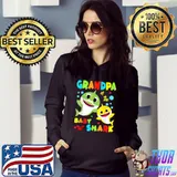 Premium Grandpa Of The Baby Shark Birthday Grandpa Shark T-Shirt
