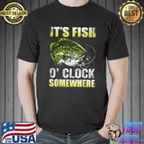 Premium It's Fish O'clock Somewhere Funny Fishing Vintage T-Shirt