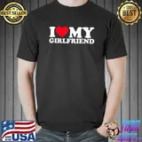 Premium Mens I Love My GF Girlfriend - I Heart My Girlfriend Funny T-Shirt Unisex