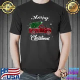 Premium Merry Christmas Buffalo Truck Tree Red Plaid Leopard Women T-Shirt