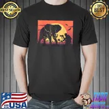 Premium Vintage Elephant Photo Retro Sunset Colors Africa T Shirt