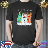 Reading book christmas tree snowman christmas books shirt