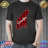 Red Plaid Grandpa Bear Matching Pajama Family Buffalo T Shirt