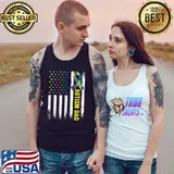 Retro American Flag Autism Dad Awareness Autistic T- Tank Top
