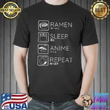 Retro Ramen Sleep Anime Repeat Funny Japanese Anime Lovers T-Shirt Unisex