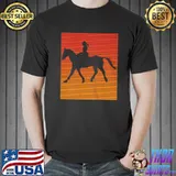 Retro sunset horse rider equestrian horseman shirt