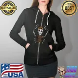 Rock N Roll Skeleton Hand Black History Month BLM Melanin T- Full Zip Hooded