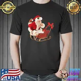Santa Claus Sleeping Baby in a Sled Rustic Christmas Decor T-Shirt