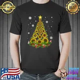 Santa Sunflower Christmas Tree Xmas Lights Santa Sunflower T-Shirt