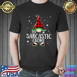Sarcastic Gnome Buffalo Plaid Matching Family Christmas T Shirt