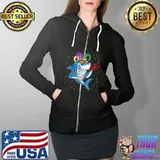 Shark Wearing Sunglasses Mardi Gras Lover T-Shirt Full Zip Hooded