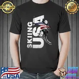Skiing USA Support the Team Tshirt USA Flag Ski T-shirt