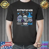Skull In November We Wear Gray And Blue Diabetes Awareness T Shirt