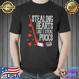 Stealing Hearts Like I Steal Pucks Valentines Day Ice Hockey T-Shirt Unisex