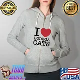 Sweet I Love Bodega Cats Shirt Full Zip Hooded