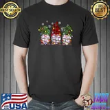 Three Gnomes Shirt Men Women Buffalo Plaid Red Christmas T-Shirt Unisex