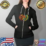 Tie Dye Love Dog Print Heart Animal Lover T Shirt Full Zip Hooded