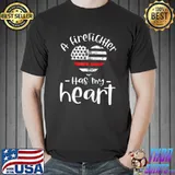Top A Firefighter has my Heart Thin Red Line Wife Mom Sweater T- Unisex