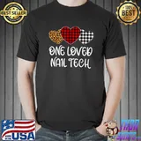 Top Buffalo Plaid One Loved Nail Technician Valentines Day Gifts T-Shirt
