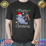 Top Funny Merry Christmas Manatee Candy Cane T-Shirt