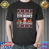 Top Ho Ho Holy Shit I'm Drunk It's My Papa Fault Santa Christmas Tank Top Unisex