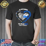 Top In November We Wear Blue Messy Bun Diabetes Awareness T Shirt