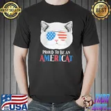 Top Independence day 4th july American flag cat usa shirt