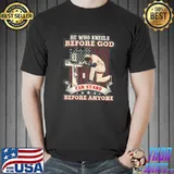 Top Jesus and Baseball He who kneels before God can stand before anyone shirt