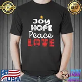 Top Joy Hope Peace Love Snowflakes Buffalo Plaid Text Christmas T-Shirt Unisex