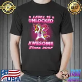 Top Level 15 Unlocked Gamers Born 2007 Dab Unicorn 15th Birthday T-shirt