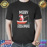 Top Merry fishmas santa clause fishing christmas shirt