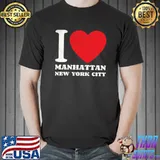 Top Retro I Love Manhattan New-York NYC Lover Distressed Grunge T-shirt