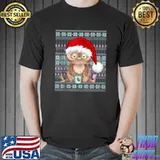 Top Ugly Christmas Santa Costume Christmas Owl Coffee Lovers T-shirt