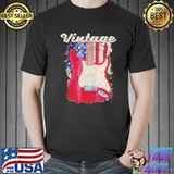 Top Vintage guitar American flag shirt